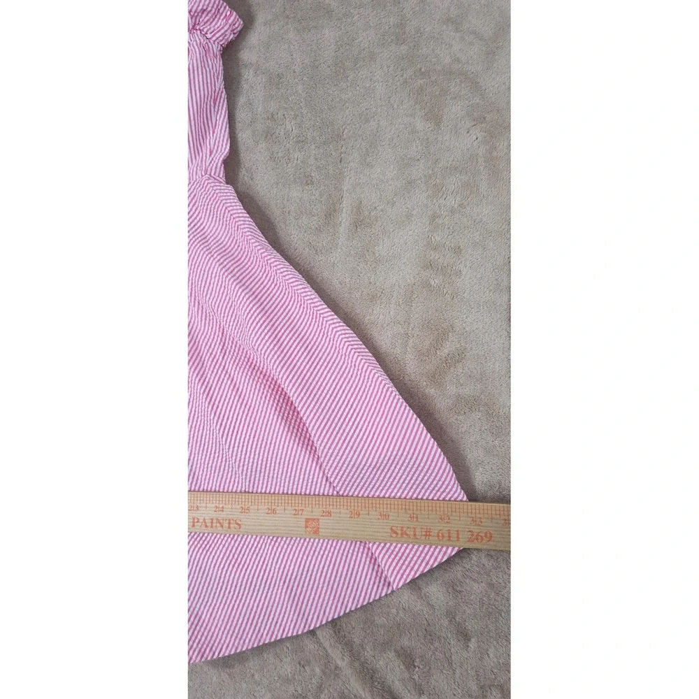 Polo Ralph Lauren Seersucker Dress Girls Size 10 Pink & White Striped Lined GOOD